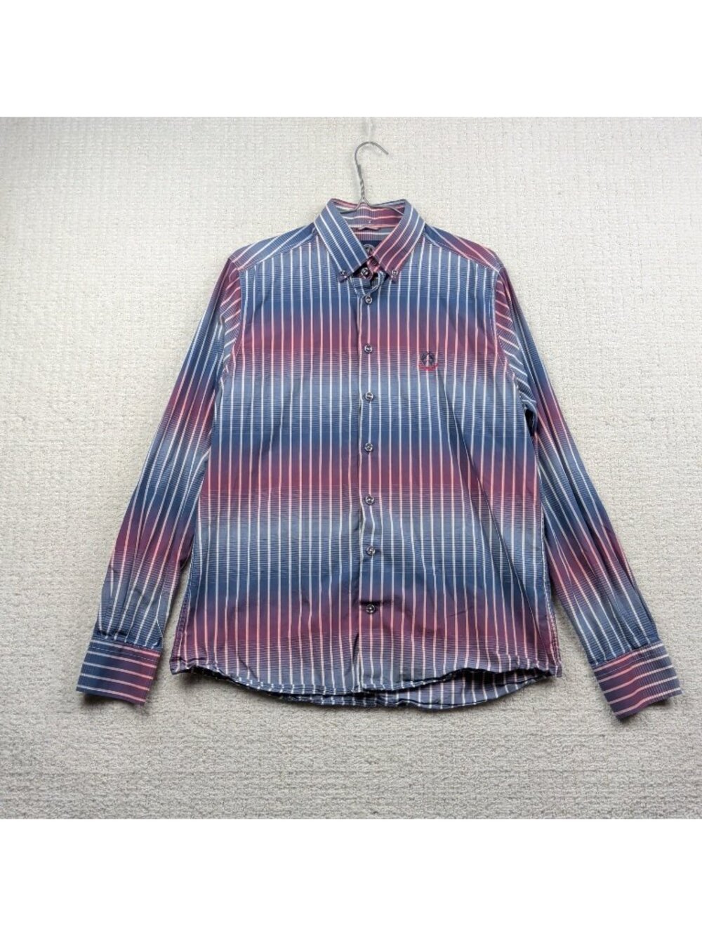 Claudio Campione Shirt Mens Sz M Red / Blue Plaid Button Down Long Sleeve Preppy